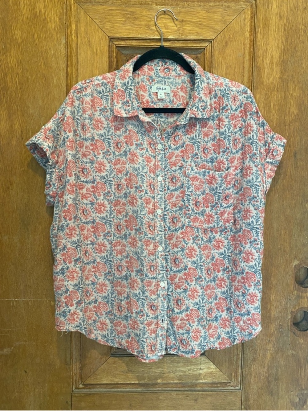 Style & Co floral cotton top xl